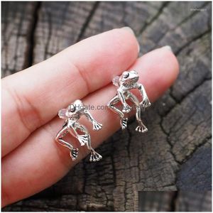 Stud Earrings 2022 Fashion Women Goth Funny Frog For Girls Animal Gothic Punk Piercing Female Korean Jewelry Brincos Drop Delive Dhn