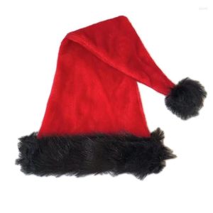 ベレー帽のコスプレサンタハット大人のためのクリスマスホリデーユニセックスベルベットコンフォートハットクラシックレッドイヤーパーティー