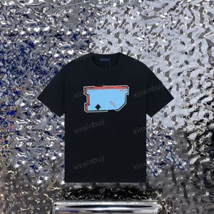 Xinxinbuy Men Designer Tee T Shirt 23ss Paris Color Letters Print Print Short Sleeve Cotton Women White Black Gray Blue XS-L