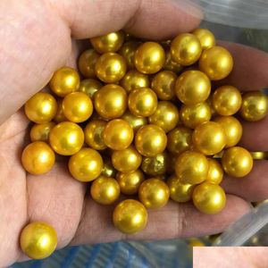 اللؤلؤة عالية اللمعان رديئة جولة Edison Pearls مصبوغ اللون الذهبي 8 ألوان مختلفة للمجوهرات DIY إسقاط التسليم 202 DHB8P