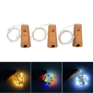 Luci per corde per bottiglie di vino Tappo di sughero 20 LED Luci per corde fatate a batteria Mini luci per bottiglie in filo di rame Decorazioni per feste fai-da-te Natale San Valentino Matrimonio oemled