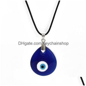 Nyckelringar 10st/Lot Vintage Sier Turkish Teardrop Blue Glass Evil Eye Charm Keychain Gifts Fit Chains Accessories Jewelry 553 Z2 Dro Dhyto