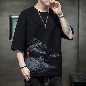 Męskie koszulki Koreańska koszula modowa mężczyźni czarny krótki rękaw letni top koszulka Y2K Streetwear HARAJUU HIP HOP FOR MAL