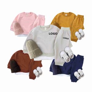 Set di abbigliamento per bambini piccoli per ragazze Outwear Solid Personalizzazione Ragazzi Suit FelpePantaloni Tute per bambini Tuta da bambino Pcs