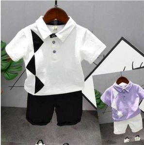 Clothing Sets Boy s suit summer cotton geometric pattern sleeve shorts baby clothes boys clothing