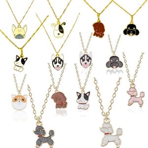 Pendant Necklaces Pet Dog Necklace Cartoon Dripping Puppy Animal Head For Women Girls Husky Teddy Akita Poodle Jewelry Gift