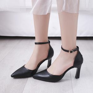 Dress Shoes Star Women Sandals Elegant Pointed Buckle Strap High Heels Wedding Heeled Pumps White Black Fashion 36