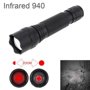 Latarki pochodni bezpieczeństwa podczerwieni IR 940nm Nocne widzenie 2000LM Zoom Handheld Waterproofproof Torch do polowań