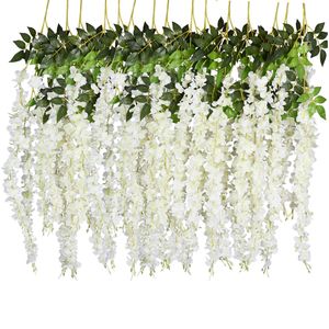 artificial wisteria silk flower 5 forks 110cm long nine colors for choose hanging vine 0213