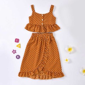 女の子セット新しいファッションポルカドット衣装サマーキッズカジュアルフリル服かわいい服子供セットスーツ