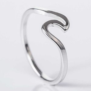 Bandringar Fashion Simple Design Sea Wave Rings Ocean Surf Alloy Ring Rose Gold Silver Color Finger Jewelry Rings for Women Surfer Gift G230213