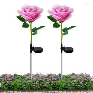 Solar Rose Lights Roses Flowers Outdoor Garden Waterproof LED