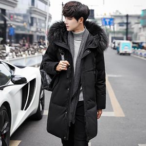 Men's Down Medium And Long Jacket With Big Hair Collar In Autumn Winter 2023