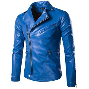 Men's Fur & Faux Motorcycle PU Leather Male Personality Zipper Jacket Fashion Youth Cycling Large Size Solid Color