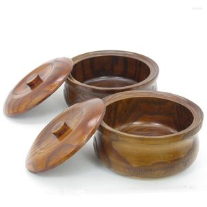 Plates Solid Wood Mahogany With Cover Wooden Spring Cake Bowls Flat Bottomed Tableware Containe Round Tray Melon Basin Fruit Plate