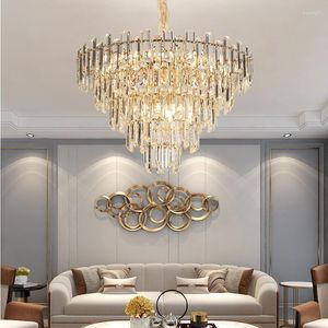 Żyrandole LED Crystal Lampa wisiorka Luster Nowoczesne oświetlenie salonu luksusowy filar el dekoracja