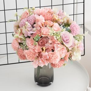 Flores decorativas Daisy Rose Silk Simulation Flower Wedding Noiva de Bouquet Bouquet Party Garden Garden Garden Top Arrangement Fake