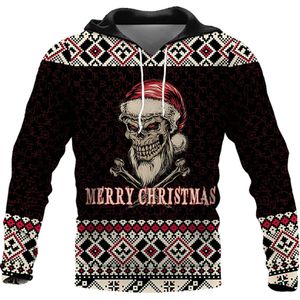 Мужские толстовка толстовок Рождественский череп 3D -петер -свитер осенние модные рубашки для праздничной одежды уличная одежда 230213