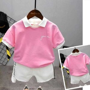 Sets Summer Children Pink lapel T shirtshorts Pcs Toddler Clothing sets Kids Casual Boys clothes Sport suit