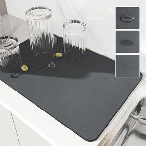Table Mats Drain Pad Rubber Dish Drying Mat Absorbent Drainer Tableware Bottle Rugs Kitchen Dinnerware Placemat Accessories
