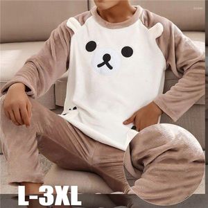 Men's Sleepwear Winter Long Sleeve Thick Warm Flannel Pajama Sets For Men 2023 Cute Cartoon Suit Pyjamas Homewear