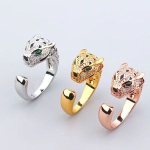 Anelli da donna firmati anello di moda leopardo fiore esplosivo popolare di lusso leggero per donna che apre gioielli ad anello super flash micro intarsiati fatti a mano