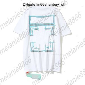 2022 vår sommaren nya mäns t-shirts mode br off ljusblå markör ritmönster kort ärm och kvinnor par t-shirt vit p7yh