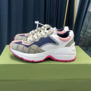 С Коробкой Дизайнерские Кроссовки GGity Shoes Роскошная Дизайнерская Обувь Старинные Rhyton Кожаные Клубничные Кроссовки С Принтом Рот Tiger Web Mens Wo Ce