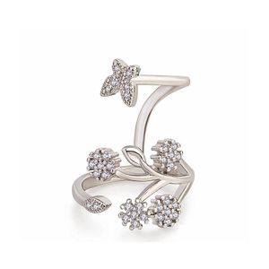 Bandringe Schneeflocke Schmetterling Modeschmuck Exquisite Kupfer Eingelegte Zirkon Blume Öffnung Zeigefinger Prom Gold Sier Ring Drop De Dhxdi