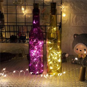 Światła butelek wina sznurki LED Kształt kork Srebrny drut kolorowe bajki mini światła sznurkowe