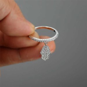 Band Rings Unique Female Small Hand Ring Boho Silver Color Bridal Engagement Ring Vintage Zircon Stone Wedding Jewelry Rings For Women G230213