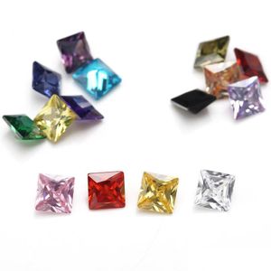 Lösa diamanter grossist facotry direkt mix färg 30 st/ väska 7x7 mm prinsessan fasetterad klippform 5a vvs kubik zirkonium för dhiag