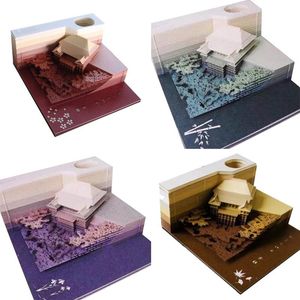 Greeting Cards Creative Building Model 3D Sticky Notes Love Message Card Fridge Magnet Holiday GiftGreeting