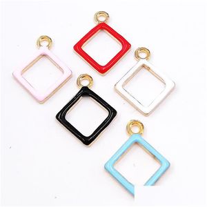 Charms 200Pcs Simple Square Shaped Enamel Geometric Pendant Diy Jewelry Accessories For Necklace Bracelet Making 15X18M Dhnlq