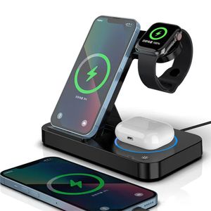 4 In 1 Wireless Charger Stand Fast Charging Dock Station for Apple Samsung Watch iWatch 8 7 AirPods Pro iPhone 14 13 12