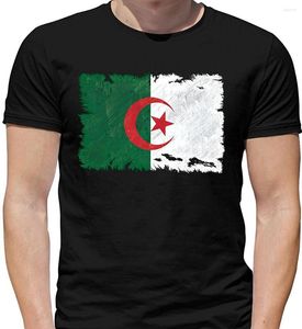 Męskie koszule Tshirt z krótkim rękawem moda Algieria Grunge Flag Flag Mens Crewneck Shirt 7 kolorów