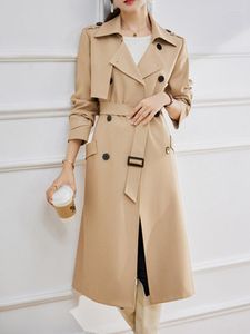 Dames Trench Coats Classic Khaki Coat Dames Mid Lengte Double Breasted Vat-Up British Style Fashion Jackets Winter Cleren Women