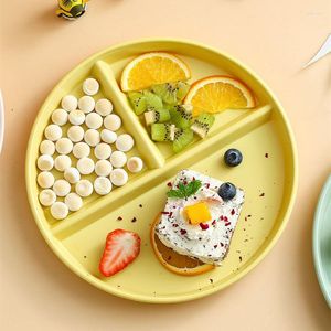 Plates Japanese Plastic Main Dinner Plate Wheat Straw Divided Breakfast Tray Unbreakable With 3 Compartments Home Kitchen Accessories