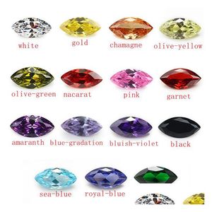 Diamantes sueltos brillantes 30 unids/bolsa 5X10 Mm mezcla de colores facetados forma de corte marquesa 5A cuentas de piedras preciosas de circonio cúbico para Jewe Dhuk0