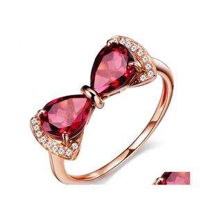 Cluster Rings Bow Knot Cubic Zirconia Ring Finger Butterfly Women Girl Fashion Jewelry Rose Gold Drop Delivery Dhsud