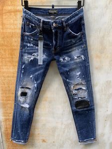 DSQ PHANTOM TURTLE Мужские джинсы Мужские роскошные дизайнерские джинсы Skinny Ripped Cool Guy Causal Hole Denim Модный бренд Fit Джинсы Мужские выстиранные брюки 61283