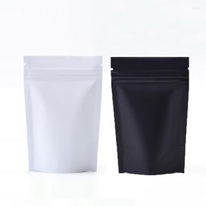 Storage Bags Resealable Matte Black White Stand Up Aluminum Foil Package Bag Flat Logo Printing Pouches Smell Proof Mylar