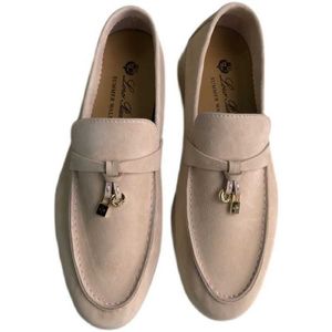 Italien designer Loropiana skor LP Pure Soft Sole Loafers sätter på lata kvinnors plattskor Deersskin