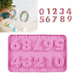 Strumenti di cottura Numeri Compleanno Stampo digitale Stampo per lecca-lecca Numero Forma Stampi per candele al cioccolato per torte in silicone