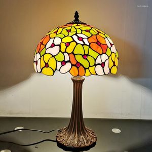 Table Lamps 30CM American All Sky Flower Lamp Tiffany Style Warm Color Bedroom Bedside Living Room Bar Decorative Colored Glass Light