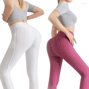 Active Pants Fashion High Elastic Nylon Sports Leggings For Women Push Up Solid Yoga med ficklyft Booty Tights Workout Gym