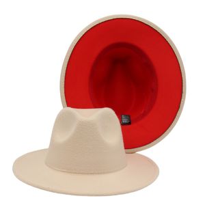 Mężczyźni fedoras unisex patchwork fedora kapelusz dwukokolorowy szeroki rdzeń jazzowy czapkę jesienna zima brytyjska retro panama czapka czapka