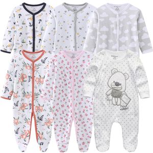 Tute 012 Mesi Baby Pagliaccetti nati Ragazze Ragazzi 100% Cotone Vestiti di Sheeve lunga 123 Pezzo Abbigliamento infantile Pigiama Tuta 230213