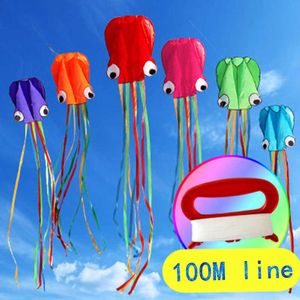 Wholesale 5M mix Color Octopus Soft Inflatable Kite Animal Long Tail Adult And Child Outdoor Sports Entertainment Flying Toy