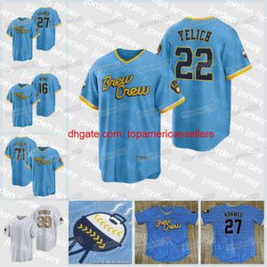 Camisas de beisebol personalizadas corbin Burnes 2022 All Star Jersey City Connect McCutchen Christian Yelich Woodruff Rowdy Tellez Willy Adames Lor